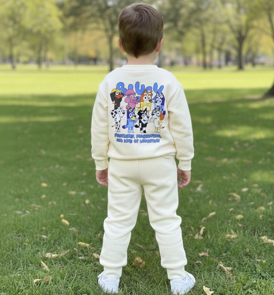 BLUEY Karakterli Unisex Alt Üst Takım 3 iplik Şardonlu