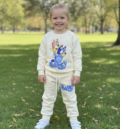 BLUEY Karakterli Unisex Alt Üst Takım 3 iplik Şardonlu