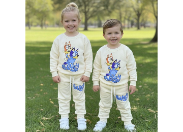 BLUEY Karakterli Unisex Alt Üst Takım 3 iplik Şardonlu