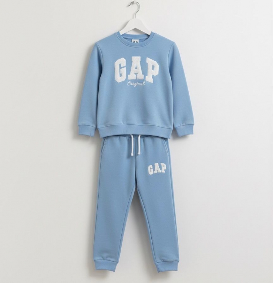 GAP Açık Mavi Çocuk Alt Üst Takım 3 İplik Şardonlu