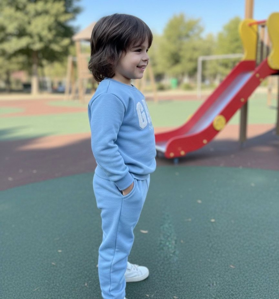 GAP Açık Mavi Çocuk Alt Üst Takım 3 İplik Şardonlu