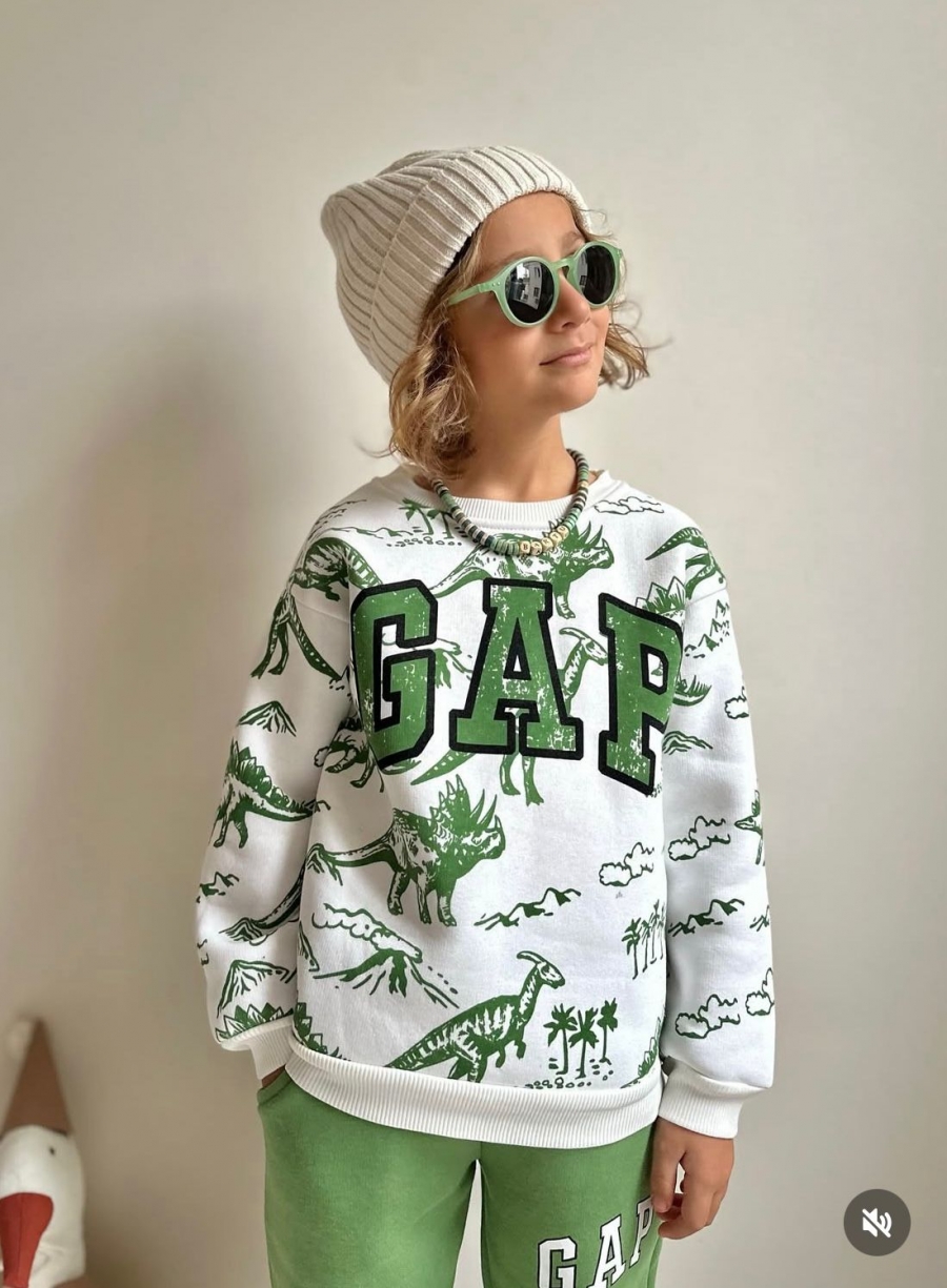 GAP T-Rex Baskılı Yeşil Erkek Çocuk Alt Üst Takım