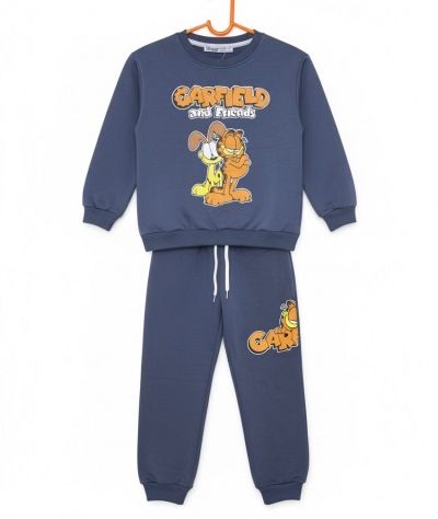 Garfıeld Baskılı Erkek Çocuk Alt Üst Takım 3 İplik Şardonlu