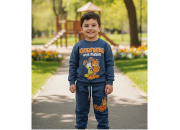 Garfıeld Baskılı Erkek Çocuk Alt Üst Takım 3 İplik Şardonlu