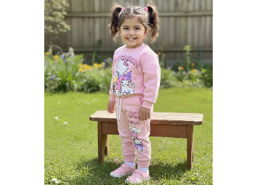 Hello Kitty Karakterli Kız Alt Üst Takım 3 iplik Şardonlu