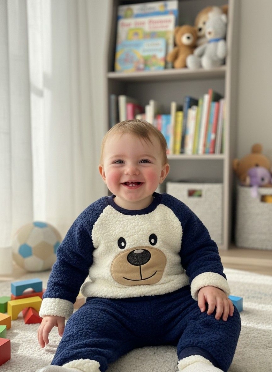 Kabartmalı Kuzu Kumaş Çocuk Alt Üst Takım