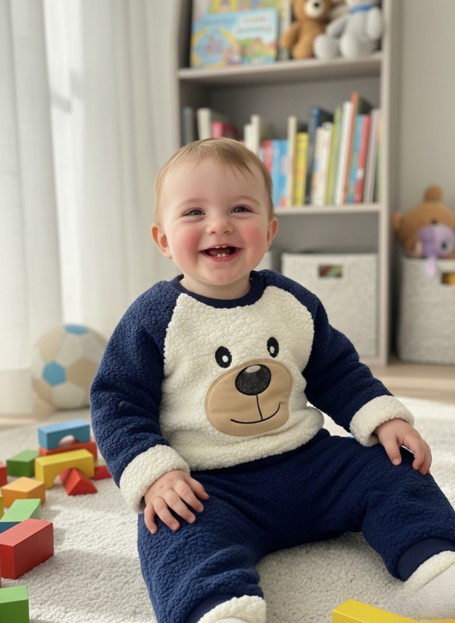 Kabartmalı Kuzu Kumaş Çocuk Alt Üst Takım