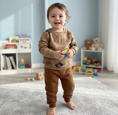 Kahverengi Desenli Erkek Çocuk Alt Üst Takım