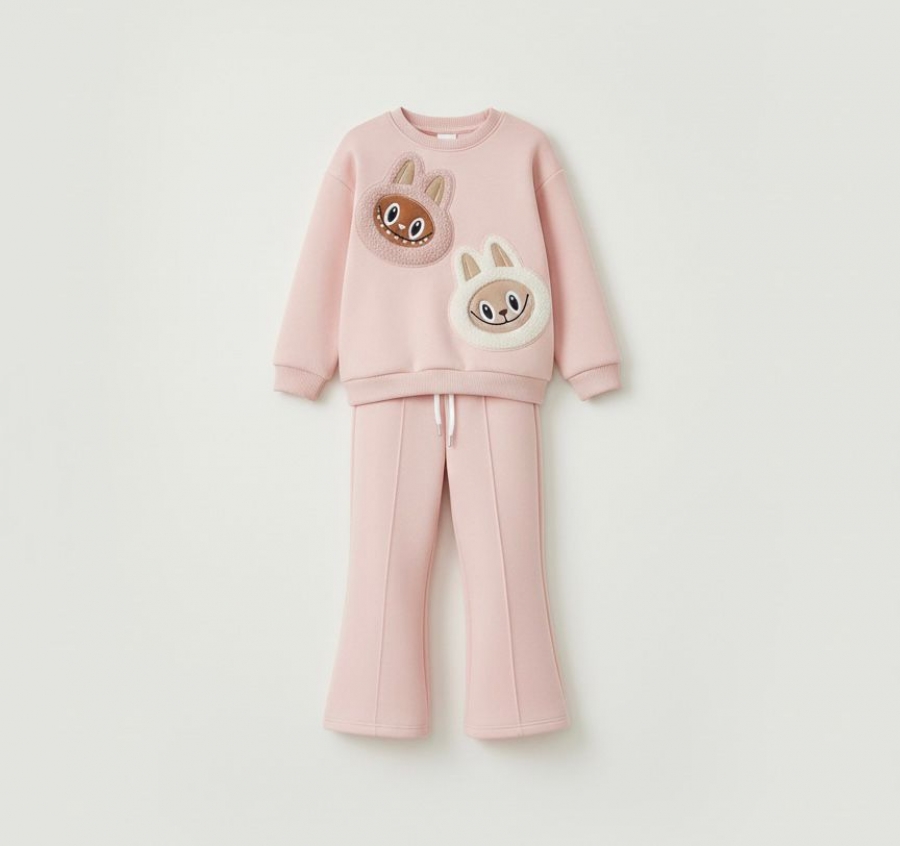 Labubu Karakterli Kız Çocuk Alt Üst Takım 3 İplik Şardonlu