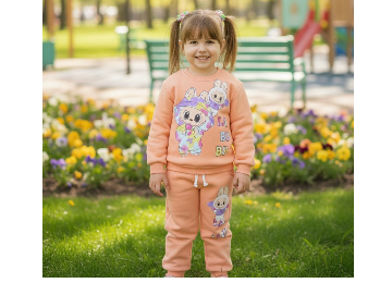 Labubu Karakterli Kız Çocuk Alt Üst Takım 3 İplik Şardonlu