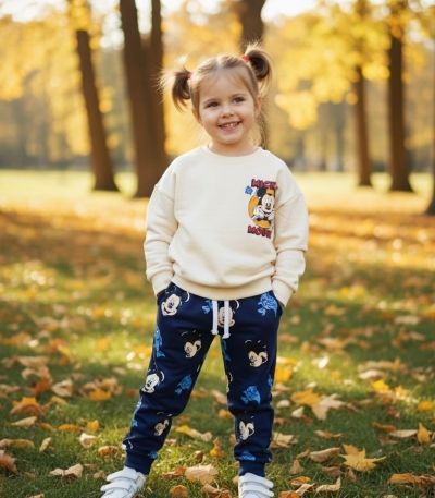 MICKEY MOUSE Karakterli Kız Çocuk Alt Üst Takım 3 İplik