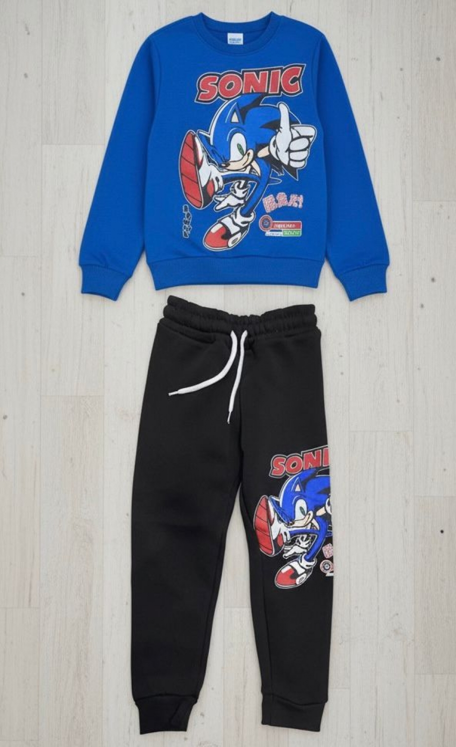 Sonıc Baskılı Erkek Alt Üst Takım 3 iplik Şardonlu