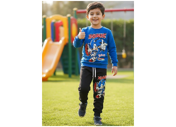 Sonıc Baskılı Erkek Alt Üst Takım 3 iplik Şardonlu