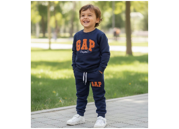 Turuncu Yazı Detaylı GAP Erkek Çocuk Alt Üst Takım 3 İplik Şardonlu